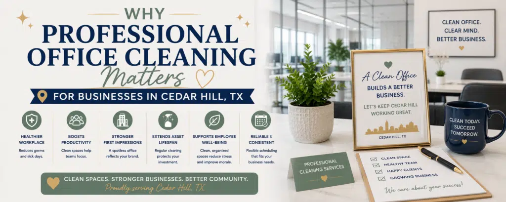 Why Professional Office Cleaning Matters for Businesses in Cedar Hill, TX 1 Professional Office Cleaning Matters for Businesses in Cedar Hill, TX