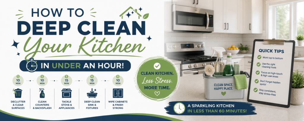 How to Deep Clean Your Kitchen in Under an Hour 1 How to Deep Clean Your Kitchen in Under 1 Hour